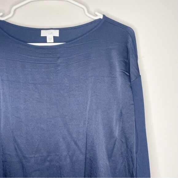 J Jill Tunic Long Sleeve Round Neck Satiny Front Blue Size XS - Picture 2 of 8